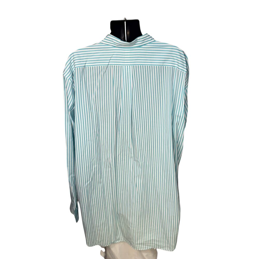 Ralph Lauren Men's 3XLT Tall Striped Button Down Shirt Turquoise White Cotton - Picture 2 of 16